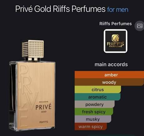 Parfum Exclusive Privé Gold de Riiffs - Eau de Parfum Mixte Haute Tenue